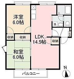 フレグランス高尾B棟 2LDKの間取図画像
