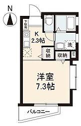 グランデヒカリ ワンルームの間取図画像