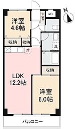 ウッドネスト福岡 2LDKの間取図画像