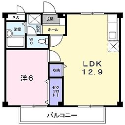 シティーハイツ川地 1LDKの間取図画像