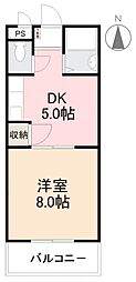グリーンヒル第3 1DKの間取図画像