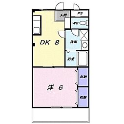 カンパーニュ塩上1 1DKの間取図画像