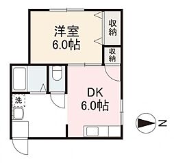栄光マンション 1DKの間取図画像