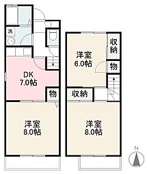 サンリッチB 3DKの間取図画像