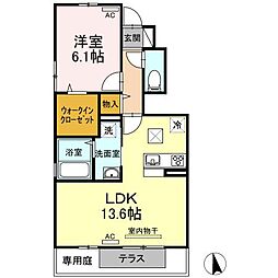 薬王寺サクラ 1LDKの間取図画像