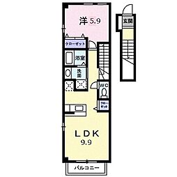 フルール・M2 1LDKの間取図画像