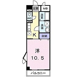 グランディール太田A 1Kの間取図画像