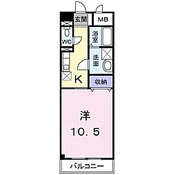 グランディール太田A 1Kの間取図画像