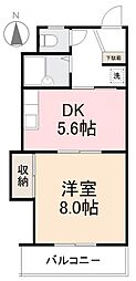 グリーンヒル 1DKの間取図画像