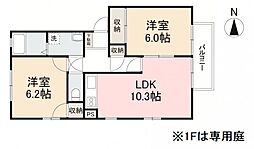 こぐまハウス屋島東B 2LDKの間取図画像
