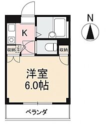 松原宮脇ハウスN 1Kの間取図画像