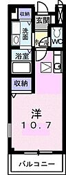 エスポワール土居B棟 ワンルームの間取図画像