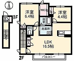 シャーメゾンクオレール 2LDKの間取図画像