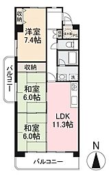 TADコンフォート大内 3LDKの間取図画像