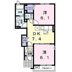 カルム 2DKの間取図画像