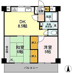 植田コーポ 2DKの間取図画像