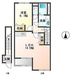 グランフェリシア1 1LDKの間取図画像