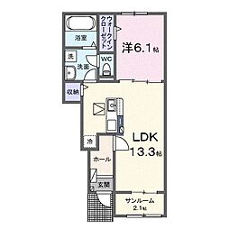 ルジャルダン玉藻 1LDKの間取図画像