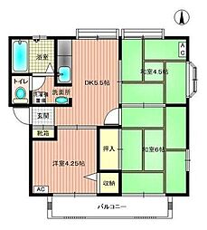 サンライズ太田 3DKの間取図画像