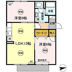 コーポラスY・O 2LDKの間取図画像