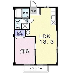 ニューシティ八栗口B 1LDKの間取図画像