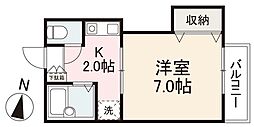 リバティーハイツ 1Kの間取図画像