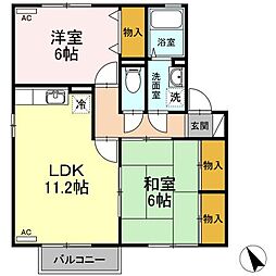アネックスカガワA 2LDKの間取図画像