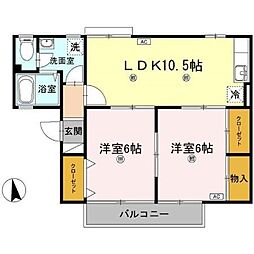 セントラルコート 2LDKの間取図画像