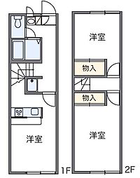 レオパレス東屋島 2DKの間取図画像