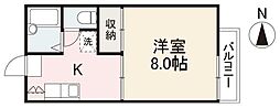 ツインクルハイツ2 1Kの間取図画像