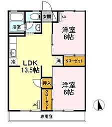 セジュール屋島 2LDKの間取図画像