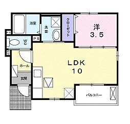カーサフェリーチェA 1LDKの間取図画像