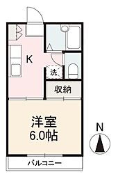 リーバハイツ伏石 1Kの間取図画像