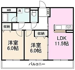 SUNSETPIA 2LDKの間取図画像