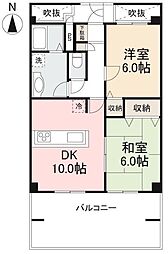 クレメント10 2DKの間取図画像