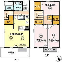 セジュール今里B 3LDKの間取図画像