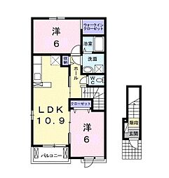 クレストールK3 2LDKの間取図画像