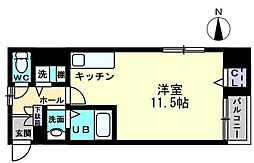 サンシャンテ西内町 ワンルームの間取図画像