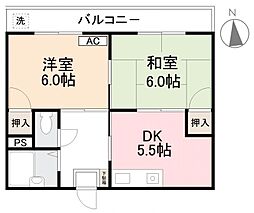 ライズマンション 2DKの間取図画像