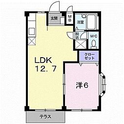 エルディム武下 1LDKの間取図画像