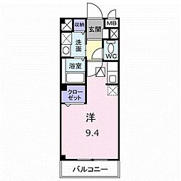 フローラB ワンルームの間取図画像