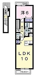 リバティハウスA 1LDKの間取図画像