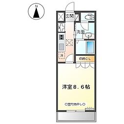 ルミエール 1Kの間取図画像