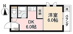 グランドール幸 1DKの間取図画像