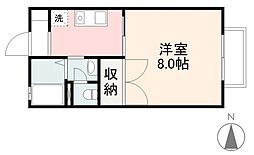 リバティーハイツ 1Kの間取図画像