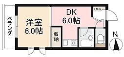 グランドール幸 1DKの間取図画像
