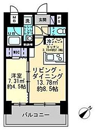 ルスト栗林町 1LDKの間取図画像