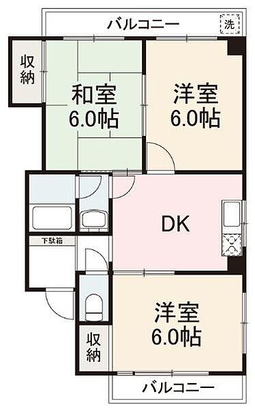 コーポパークサイド 301｜香川県高松市郷東町(賃貸マンション3DK・3階・51.22㎡)の写真 その2