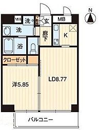 アルファレガロ錦町 1LDKの間取図画像