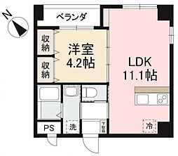 アルト栗林公園 1LDKの間取図画像